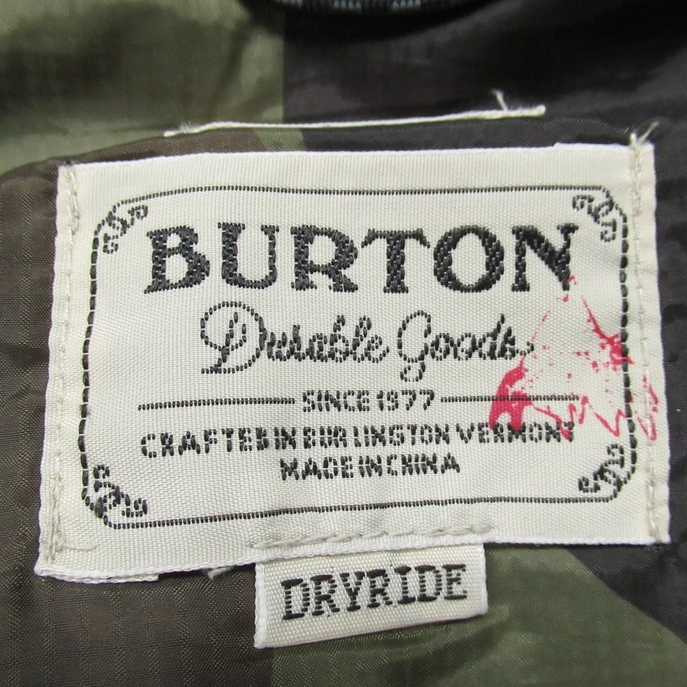 Burton‎ Pierce Fleece Jacket Men Small Green Camo Full Zip Hybrid Ski Outdoor